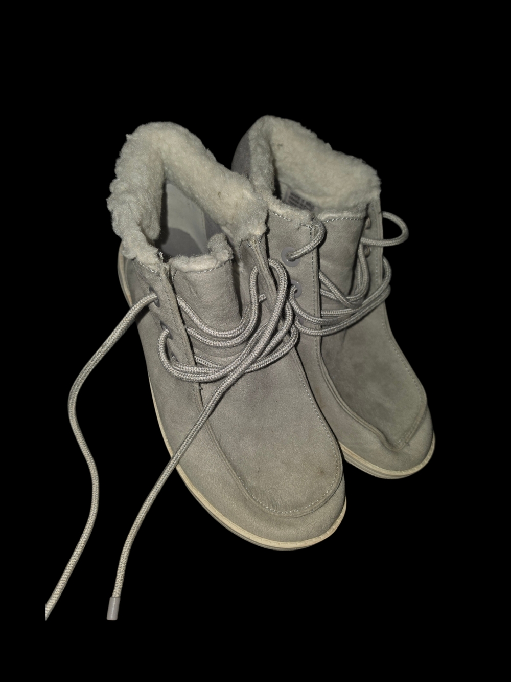 4/9/19. SO Womens Cozy Grey Suede Lace-Up  Boots